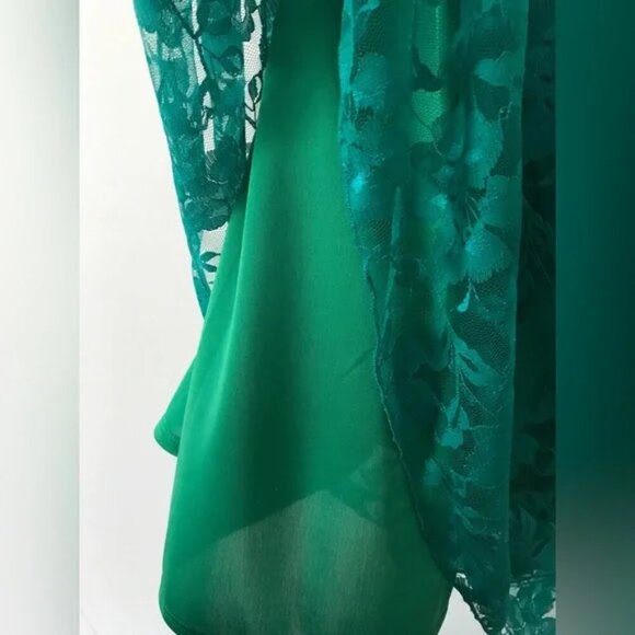 NWT LuLaRoe XS Lola Skirt emerald green lace lined dark academia cottagecore - Picture 4 of 5